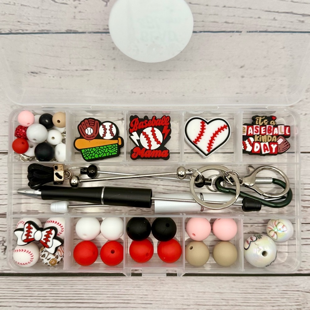 Baseball Mom Bead Pen Craft Kit – DIY Beaded Pens with Charms & Colorful Beads